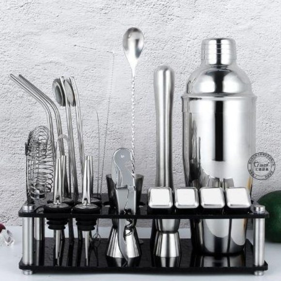 Perfect Party boy Gift 23-Piece Stainless Steel Bartender Kit with Acrylic Stand - Picture 1 of 9